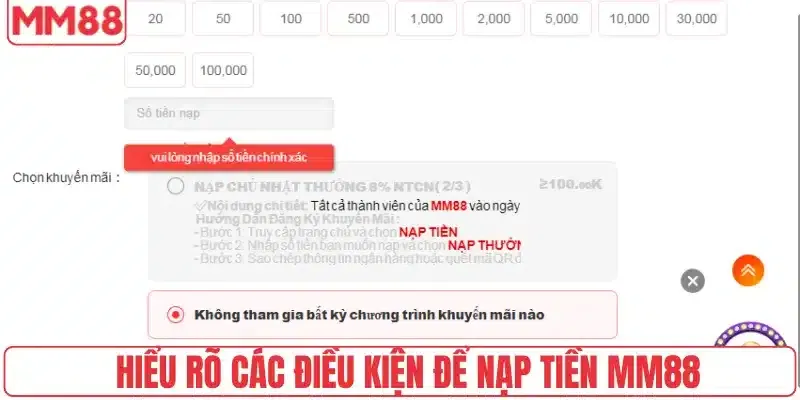 Hướng dẫn chi tiết các bước nạp tiền MM88